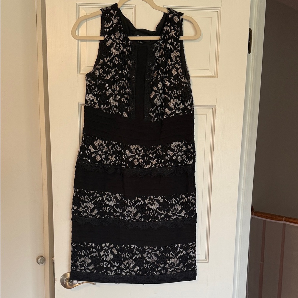 Scarlett Black and White Lace Midi Dress